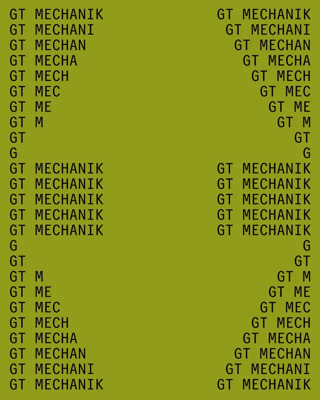 GT MECHANIK Typography Grid, minimal, swiss, high-contrast