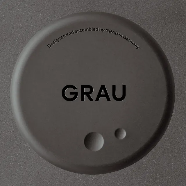 GRAU circular product design detail, minimalist, product-shot, monochromatic