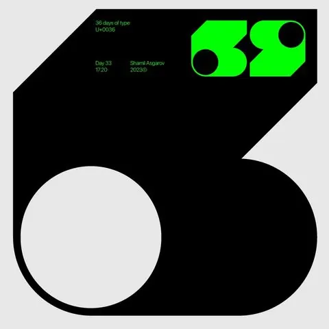 Neon numeric typography with bright lime and black, display, geometric, neon