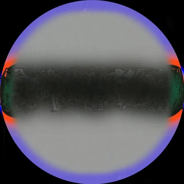 Circular abstract form with neon gradient rim, abstract, gradient-heavy, dark