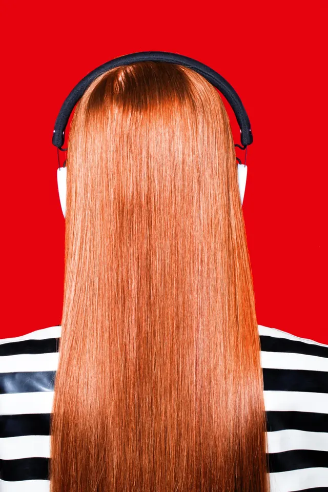 Bold pop art color composition with headphones, illustrated, pop-art, vibrant