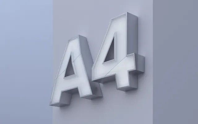 3D A4 Lettering, 3d-render, minimal, light