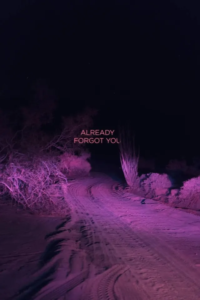 Illuminated neon sentences about deep feelings, dark-mode, gradient-heavy, dark