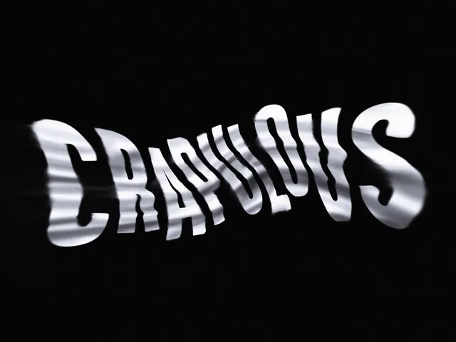 Wavy metallic text effect "BARROWS, 3d-render, technical, dark