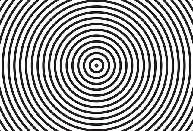 Concentric circles optical art pattern, abstract, geometric, monochrome