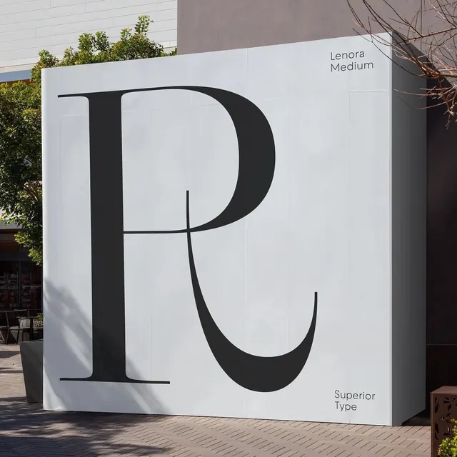 Giant outdoor type specimen (Lenora Medium), swiss, minimal, monochrome