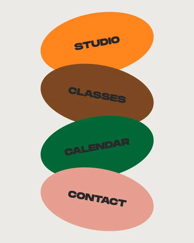 Playful stacked ovals with text labels, graphic, playful, vibrant