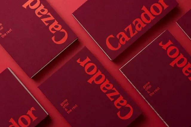 Cazador Brand Identity Mockup, minimal, corporate-clean, high-contrast