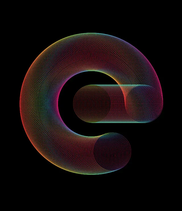 Abstract generative art with rainbow gradient mesh, abstract, geometric, vibrant