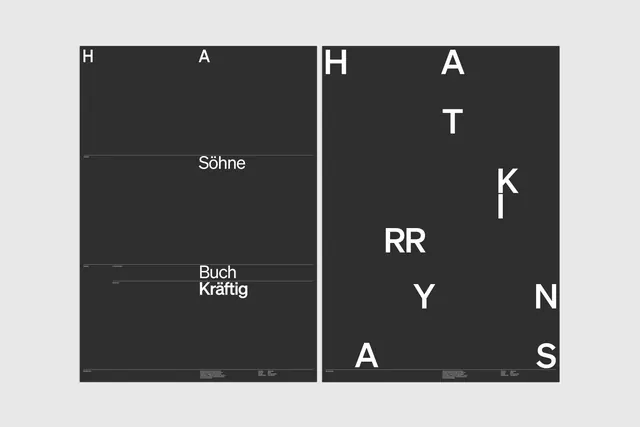 Ha Hatkrynn typographic poster diptych, editorial, technical, monochrome