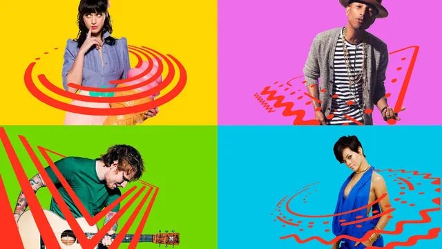 Vibrant neon four-panel portrait grid, photographic, maximalist, vibrant