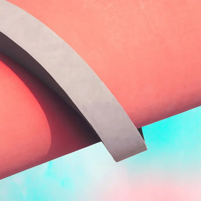Abstract geometric color study – salmon, cyan, and gray, geometric, abstract, warm