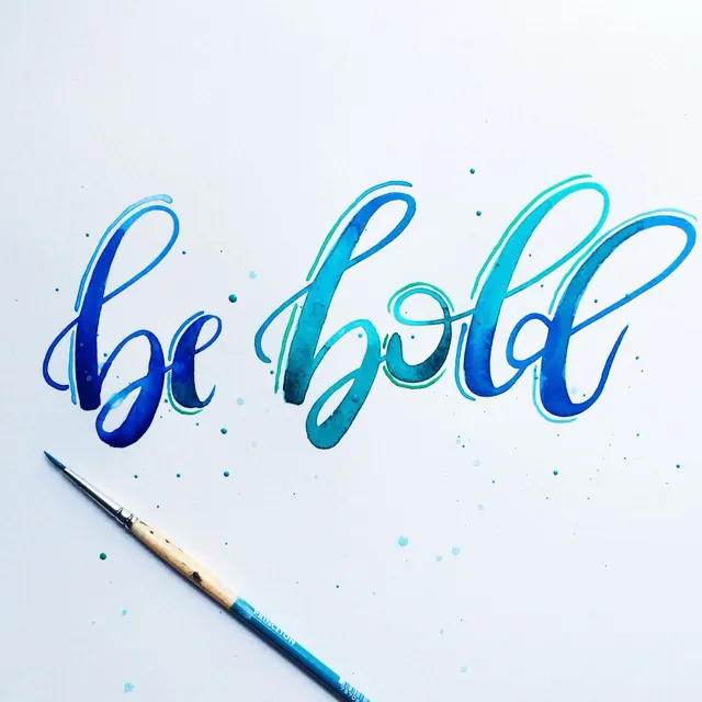 Watercolor calligraphy – 'be bold' script lettering, handwritten, illustrated, vibrant