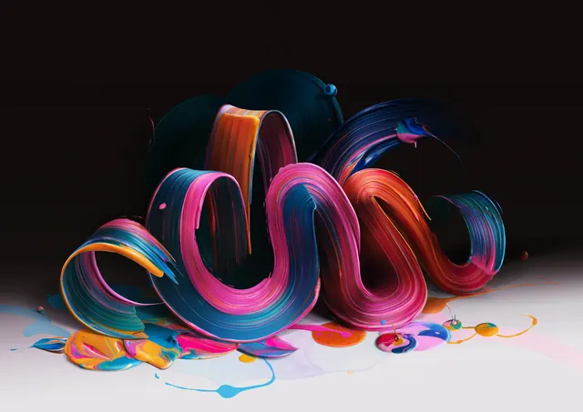 Colorful liquid ribbon 3D abstract render, 3d-render, abstract, vibrant