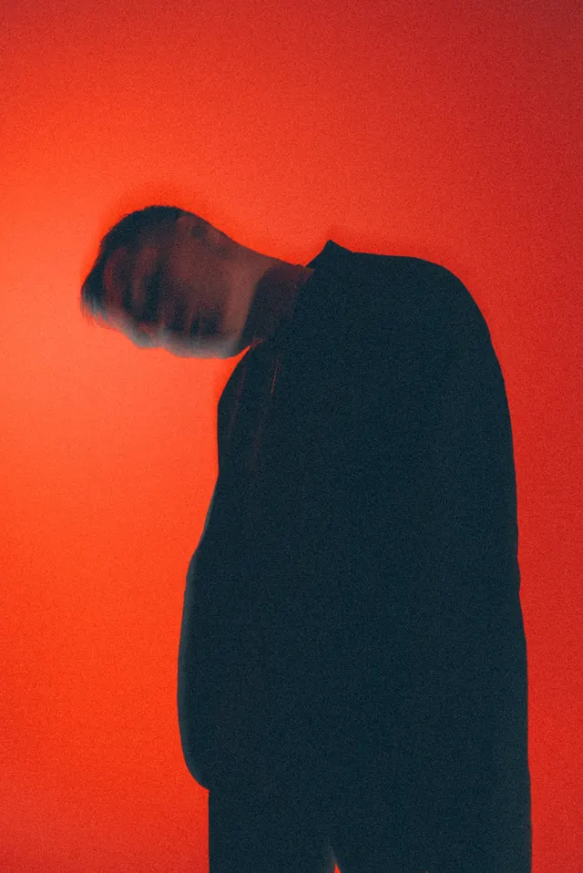 Silhouette Portrait in Red, minimal, abstract, vibrant