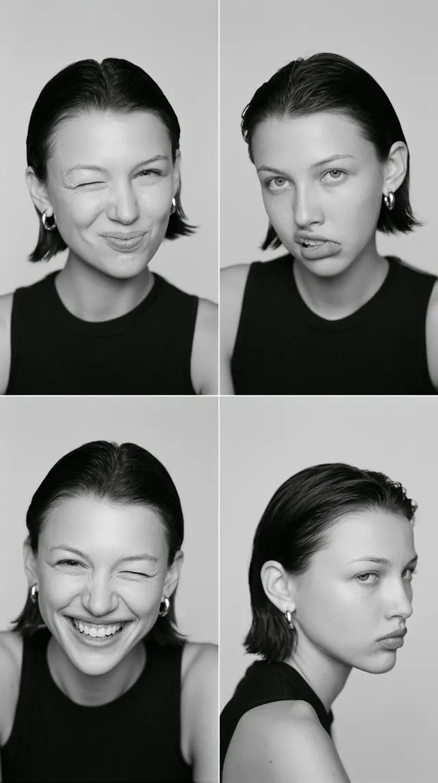 Portrait Grid Study, minimal, photographic, monochrome
