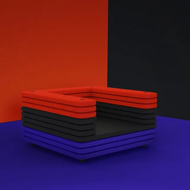 Layered Geometric 3D Structure, 3d-render, geometric, vibrant