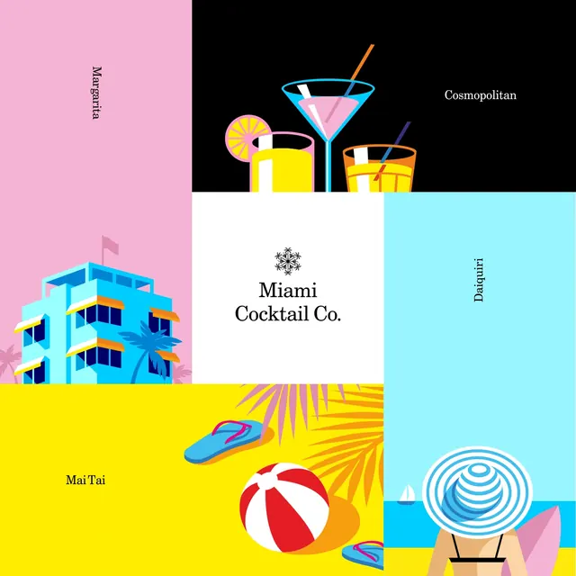 Miami Cocktail Co. Identity System, playful, flat, vibrant
