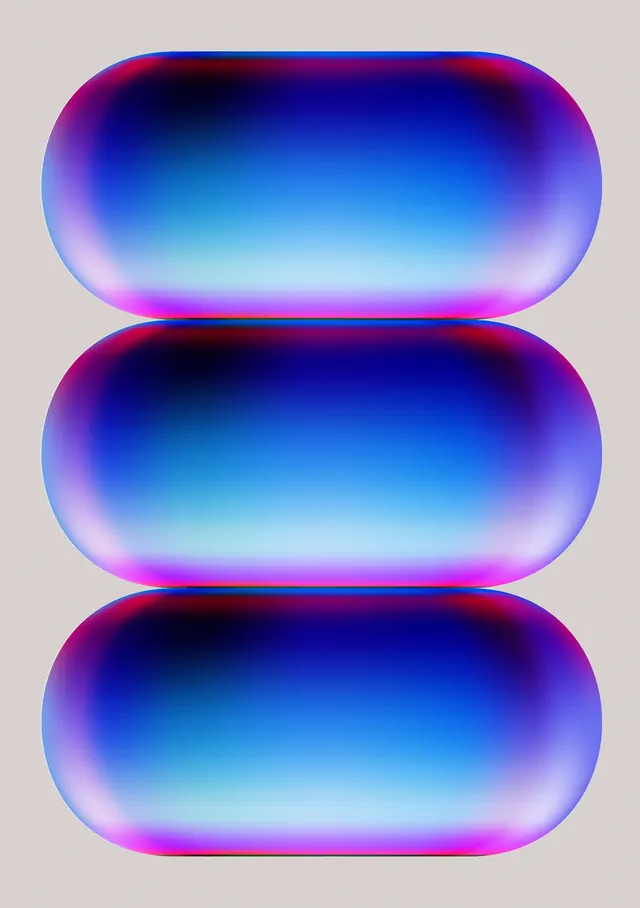 Gradient Capsule Shapes, gradient-heavy, 3d-render, vibrant