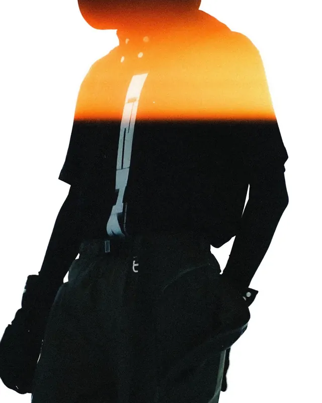 Abstract Silhouette with Color Overlay, minimal, abstract, dark
