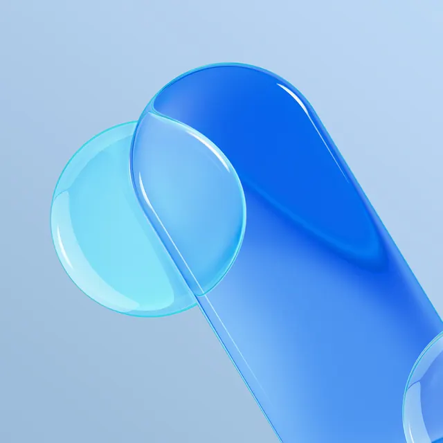 Abstract Blue 3D Shapes, 3d-render, glassmorphism, cool