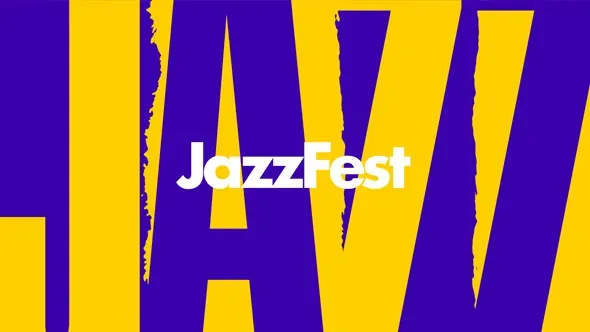 JazzFest Typography Design, brutalist, maximalist, high-contrast
