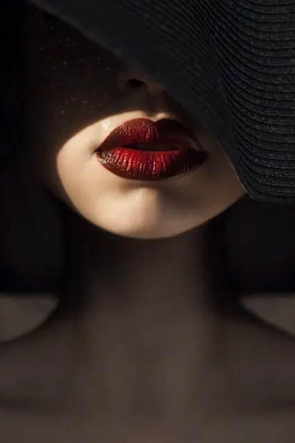 Close-up Portrait with Veil, minimal, dark-mode, dark