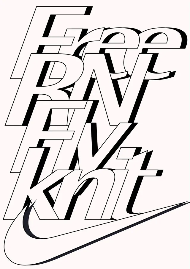 Stacked Typography Composition, brutalist, geometric, monochrome