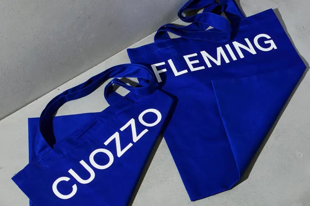 Blue Tote Bags with White Typography, minimal, flat, vibrant