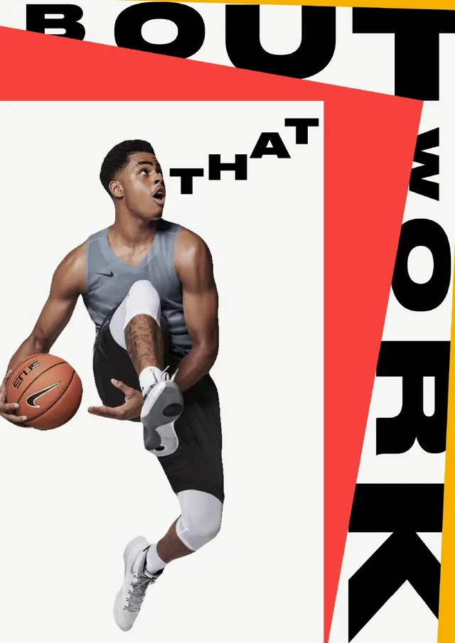 Bold Typography and Athlete Collage, brutalist, neo-brutalist, high-contrast