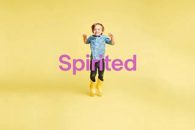 Spirited Wordmark and Character Illustration, playful, flat, vibrant