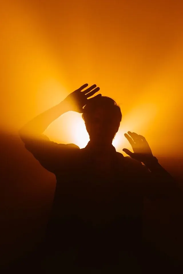 Silhouette in Golden Light, minimal, abstract, warm