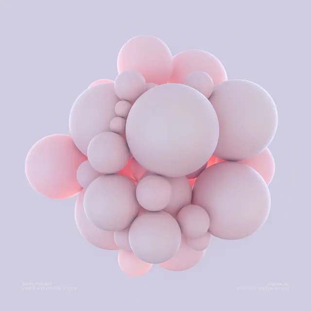 3D Abstract Spheres Composition, 3d-render, minimal, pastel