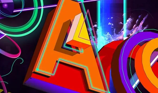 Abstract Neon Typography, neo-brutalist, gradient-heavy, vibrant