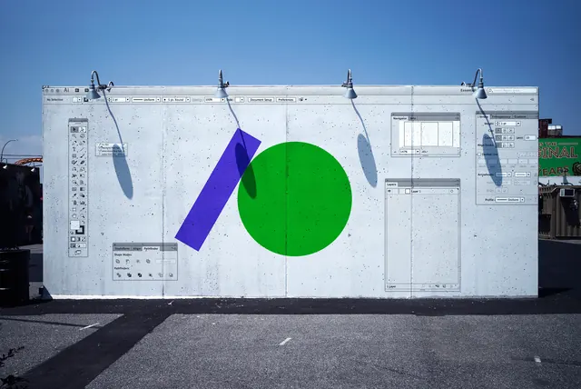 Geometric Graphic on Shipping Container, minimal, geometric, high-contrast