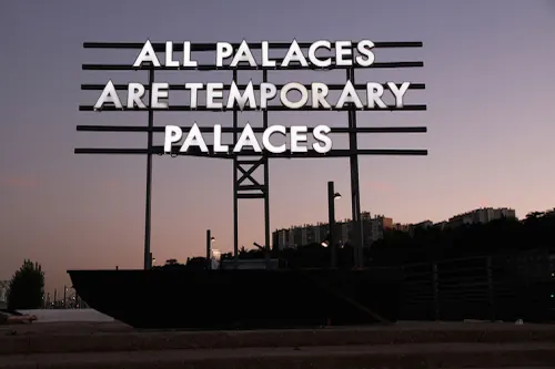 All Palaces Are Temporary Palaces Typography, brutalist, minimal, high-contrast