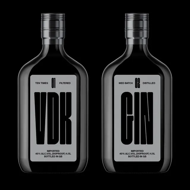 Wine Bottle Label Design, minimal, monochrome, high-contrast