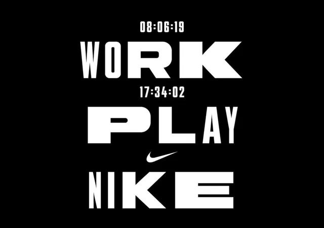 Work Play Nike Typography Composition, brutalist, minimal, monochrome