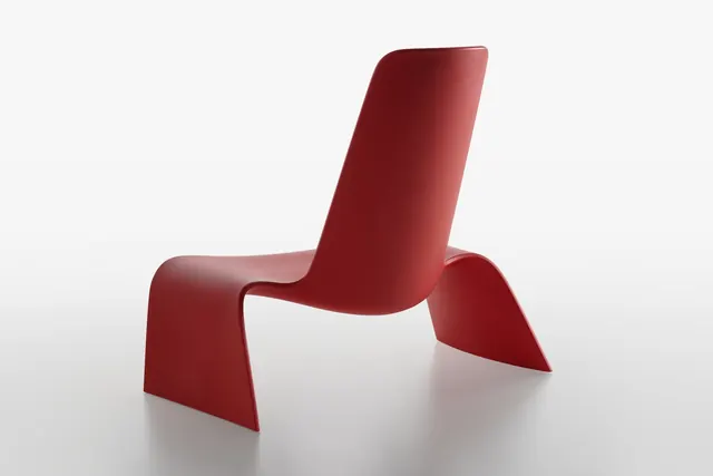 Red Sculptural Chair, minimal, organic, vibrant
