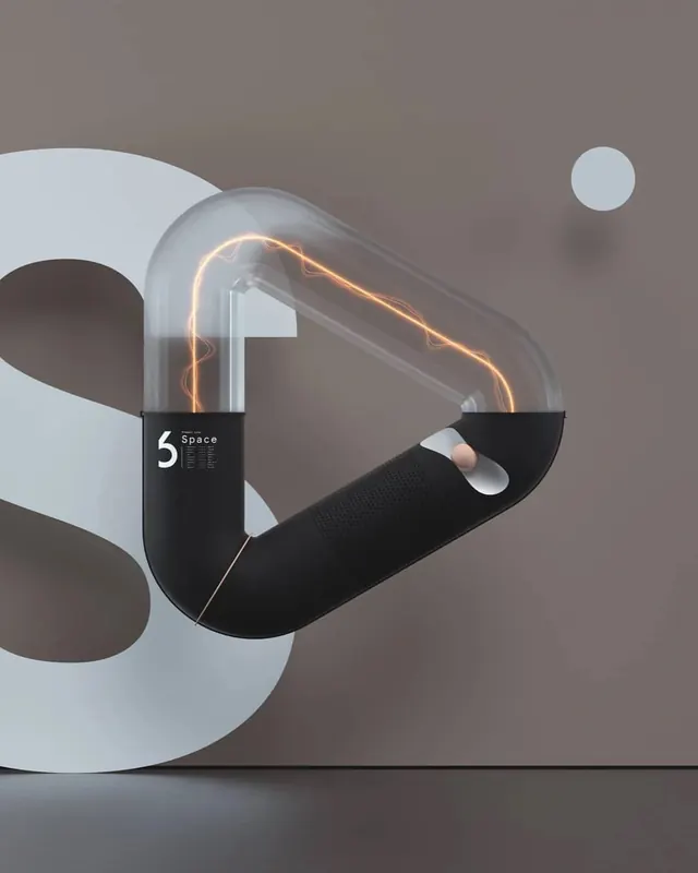 3D Abstract Graphic with Glowing Tube