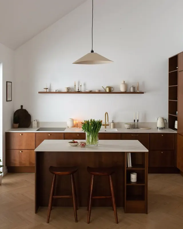 Modern Kitchen Interior, minimal, light-mode, warm