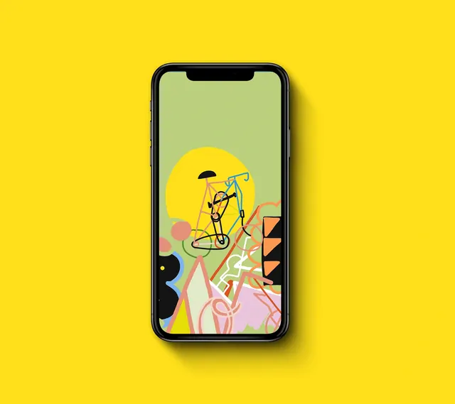 Abstract Line Art Mobile Mockup, playful, organic, vibrant