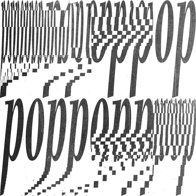 Glitched italic serif typography dissolving into halftone, typographic, experimental, high-contrast