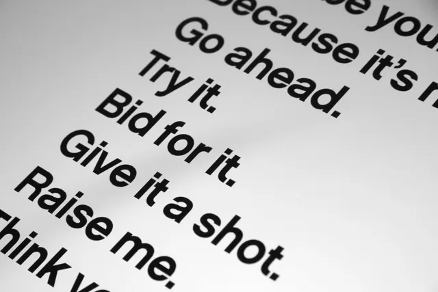 Inspirational text typography composition, minimal, editorial, monochrome