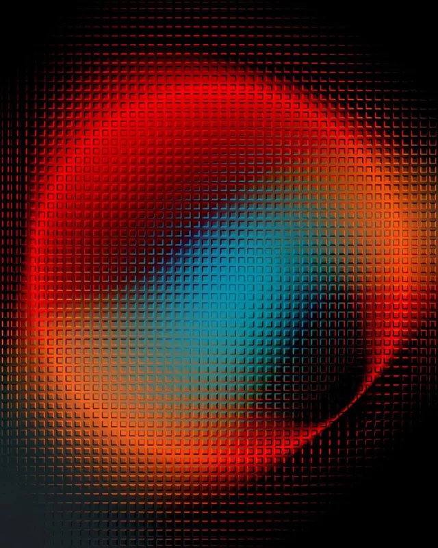Gradient sphere with grid distortion effect, 3d-render, gradient-heavy, vibrant