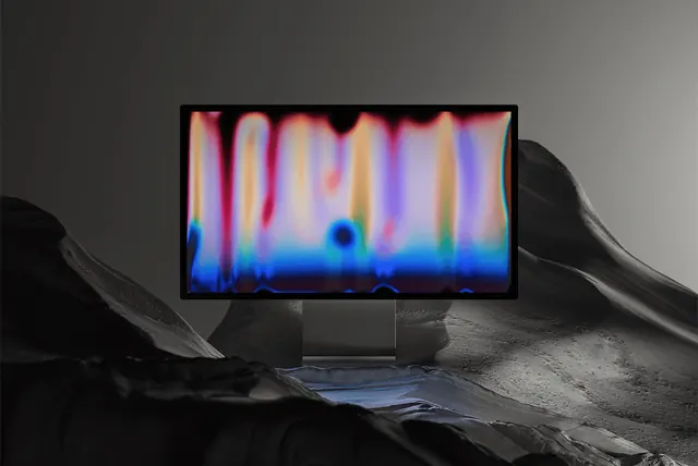 Gradient monitor display, 3d-render, technical, vibrant