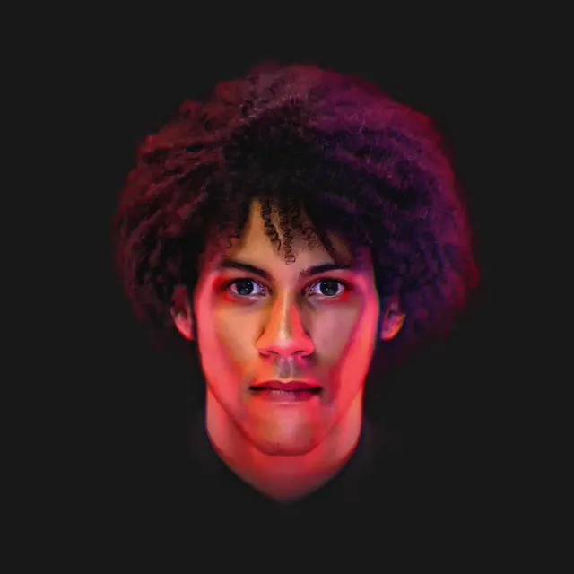 Neon-lit portrait with gradient lighting, 3d-render, dark-mode, dark