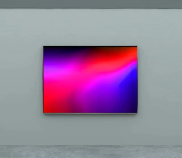 Framed gradient art panel in minimal interior, minimal, gradient-heavy, vibrant