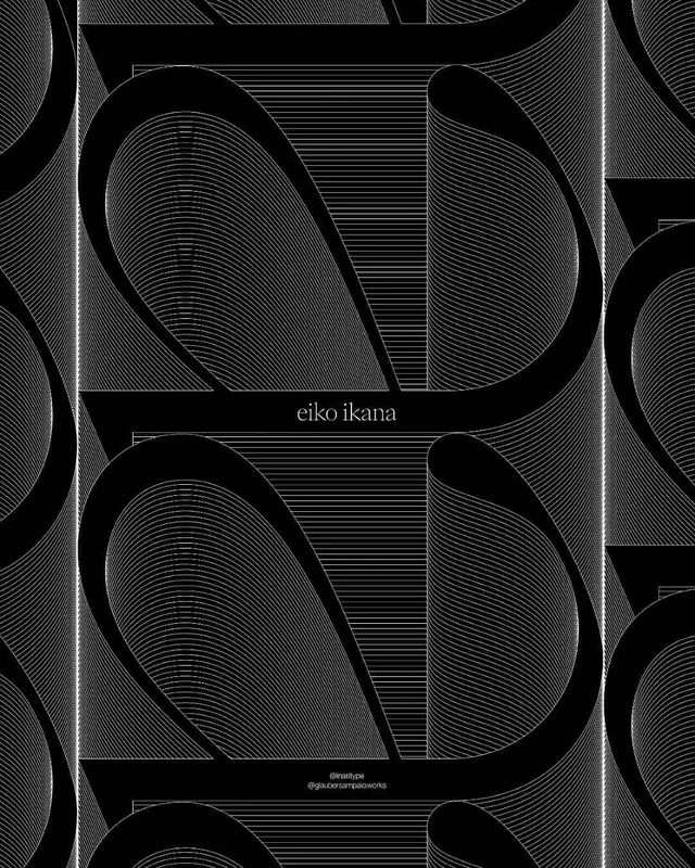 Eiko Ikana type specimen grid, monochrome, geometric, monochrome