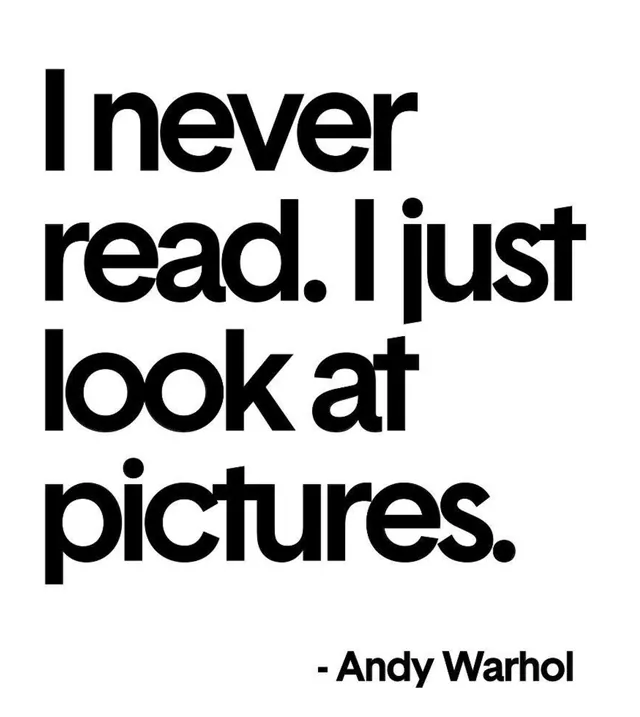 Andy Warhol quote typography, swiss, minimal, monochrome